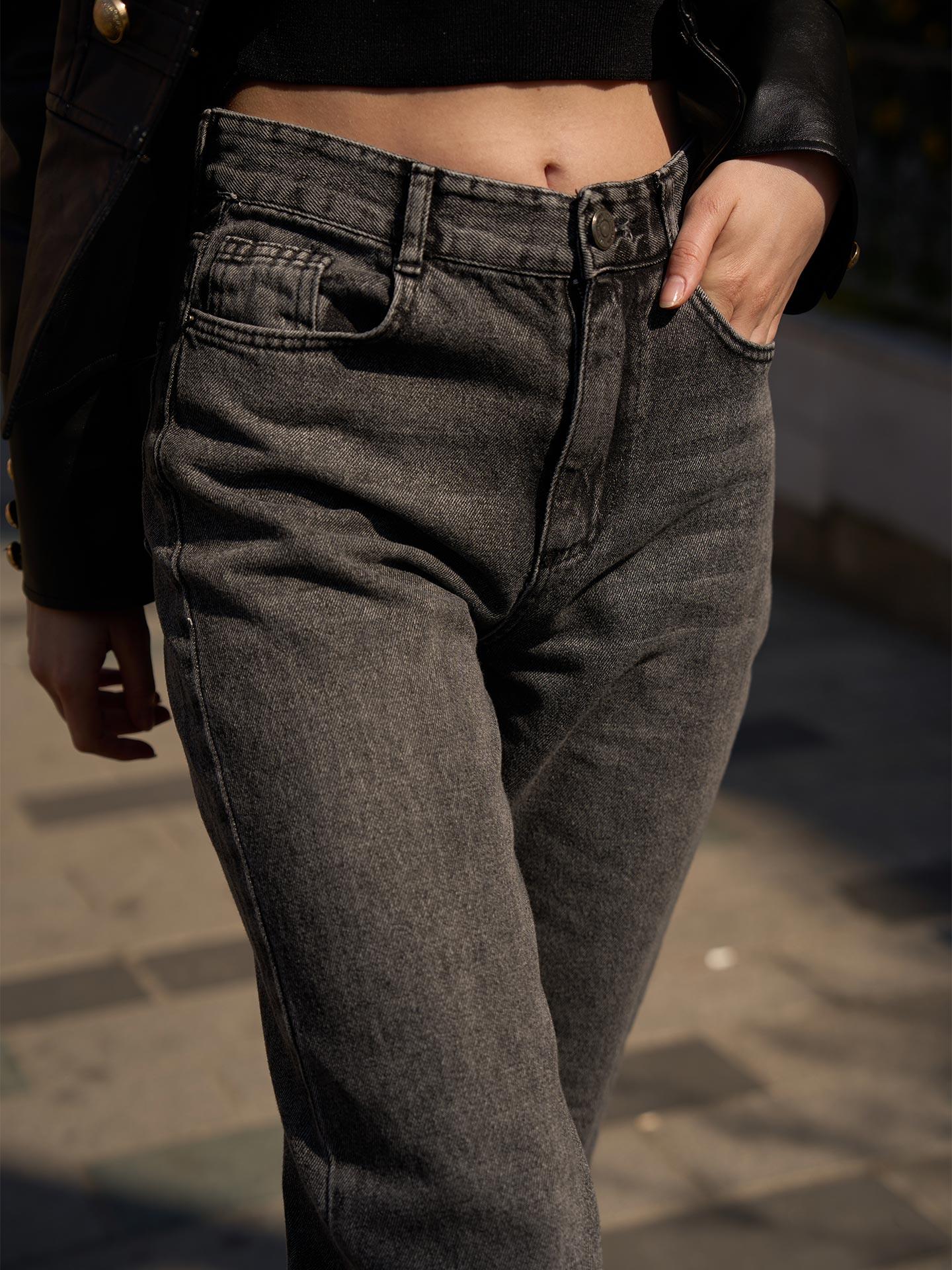Long Wide Leg Jeans – Graphite