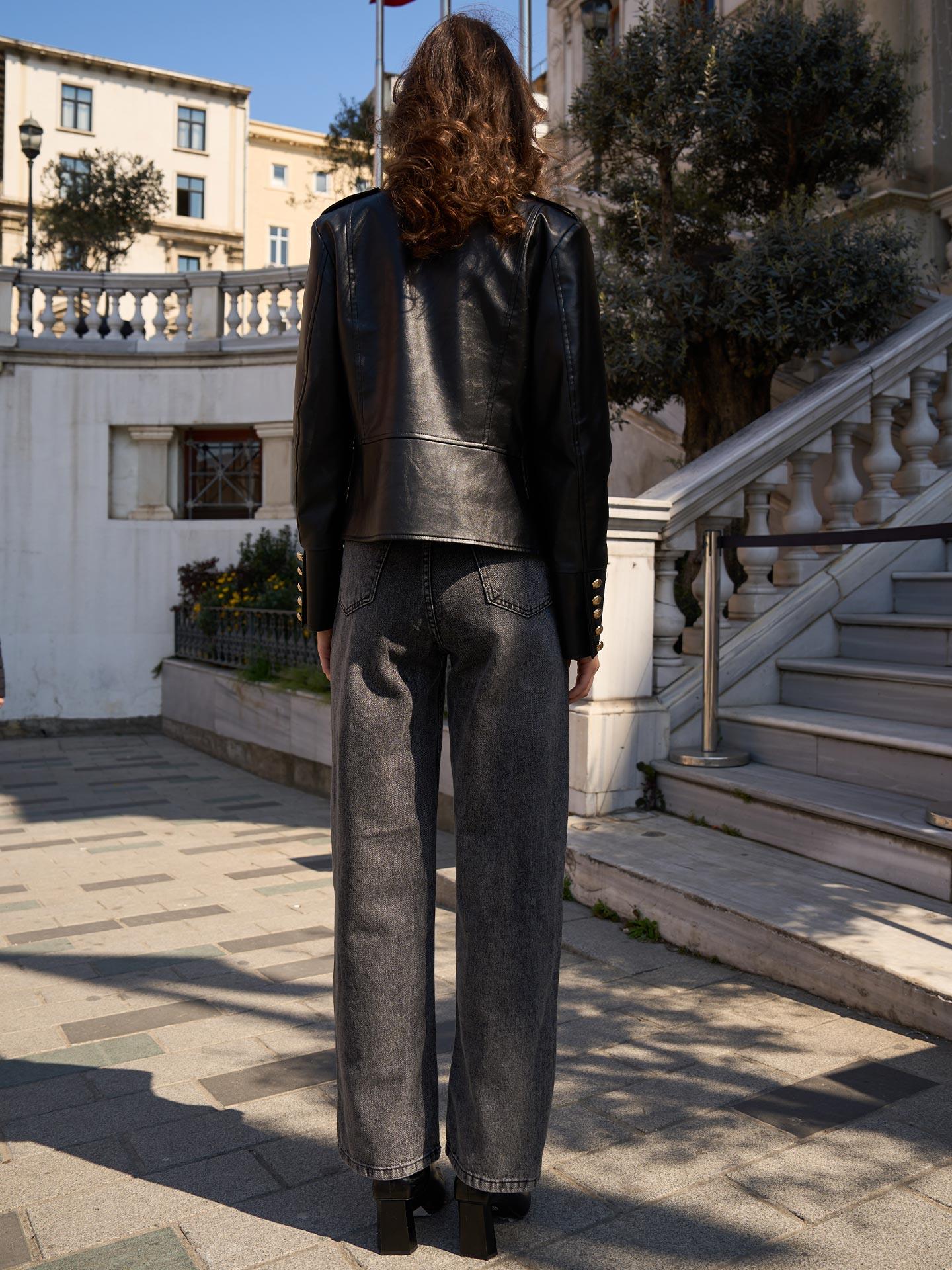 Long Wide Leg Jeans – Graphite