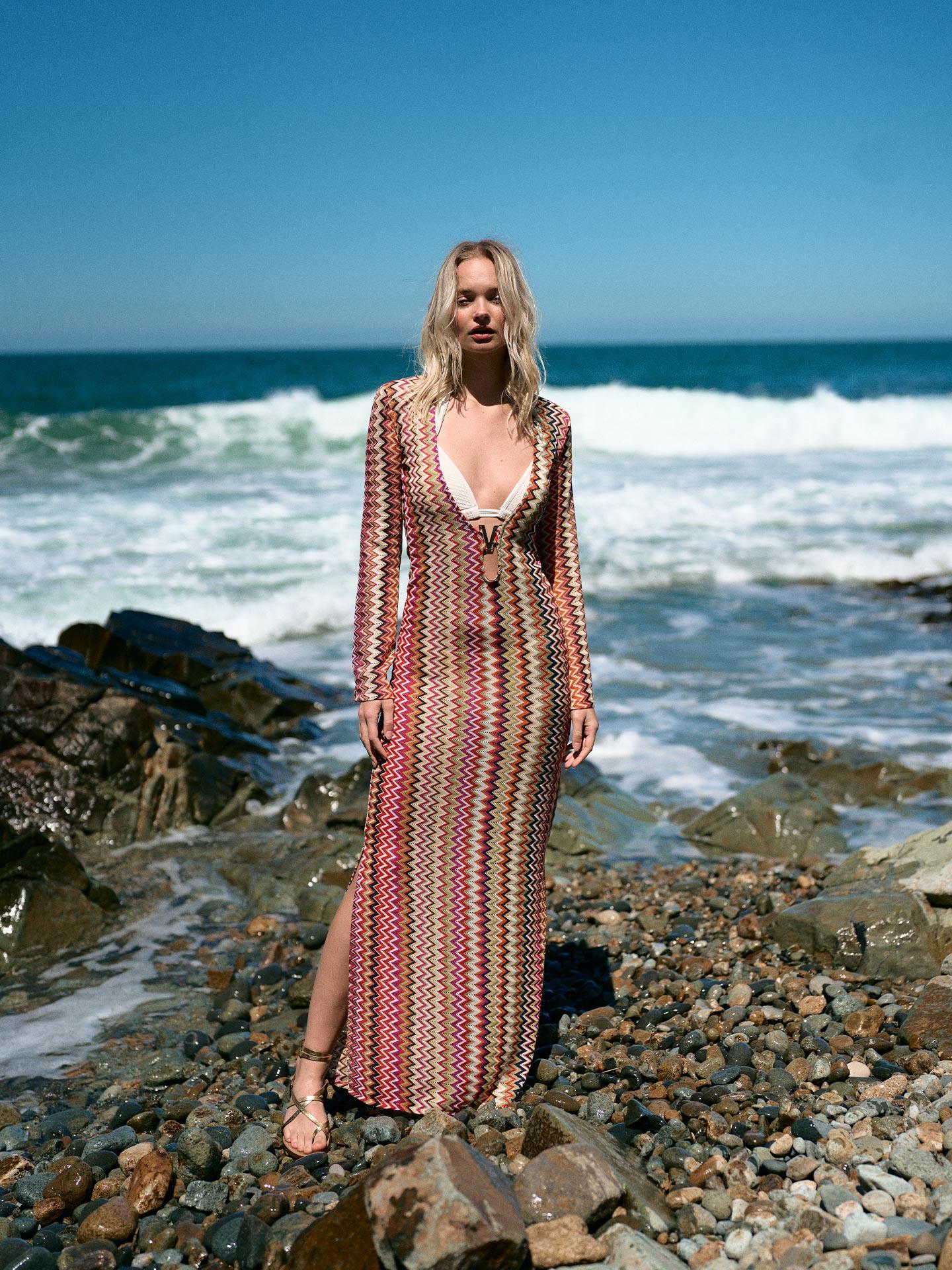 Lace Pareo Dress with Colorful Print