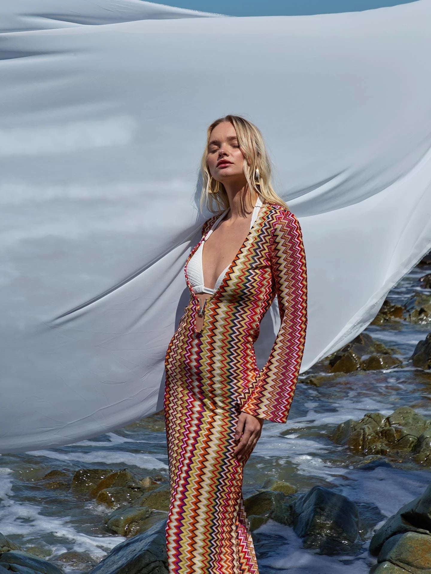 Lace Pareo Dress with Colorful Print