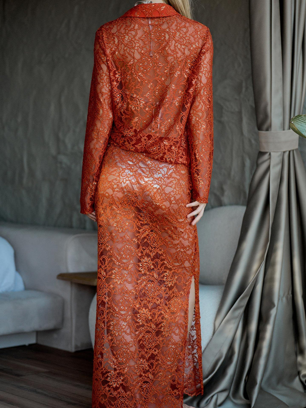 Ruffled Chiffon Beach Kimono – Coral