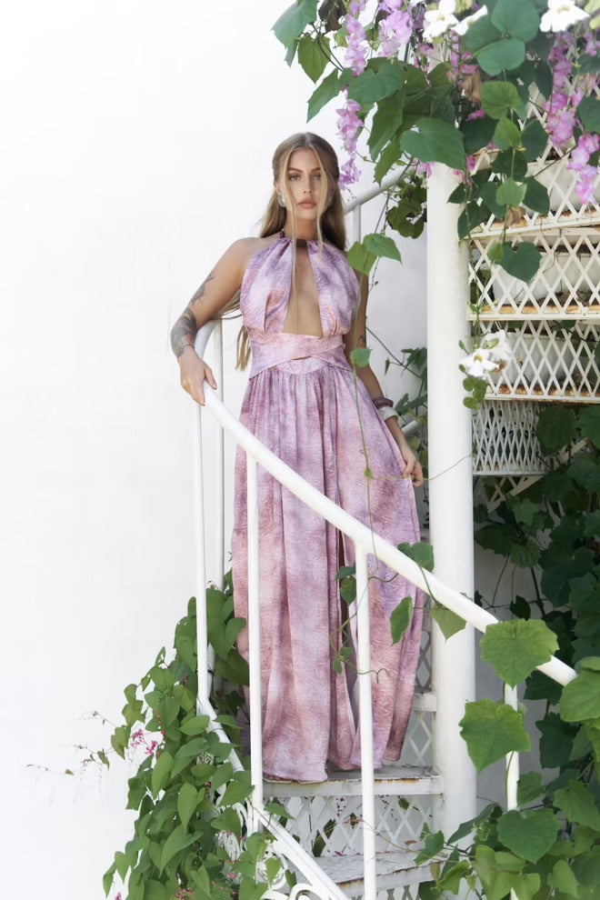 Ruadhan Long Dress with Pleated Details