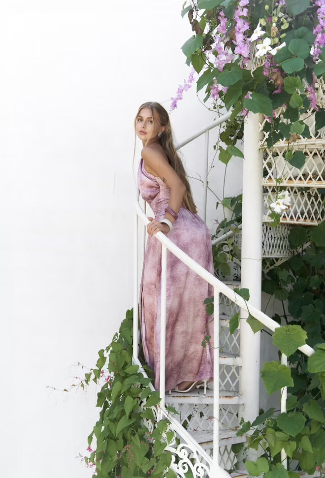 Ruadhan Long Dress with Pleated Details