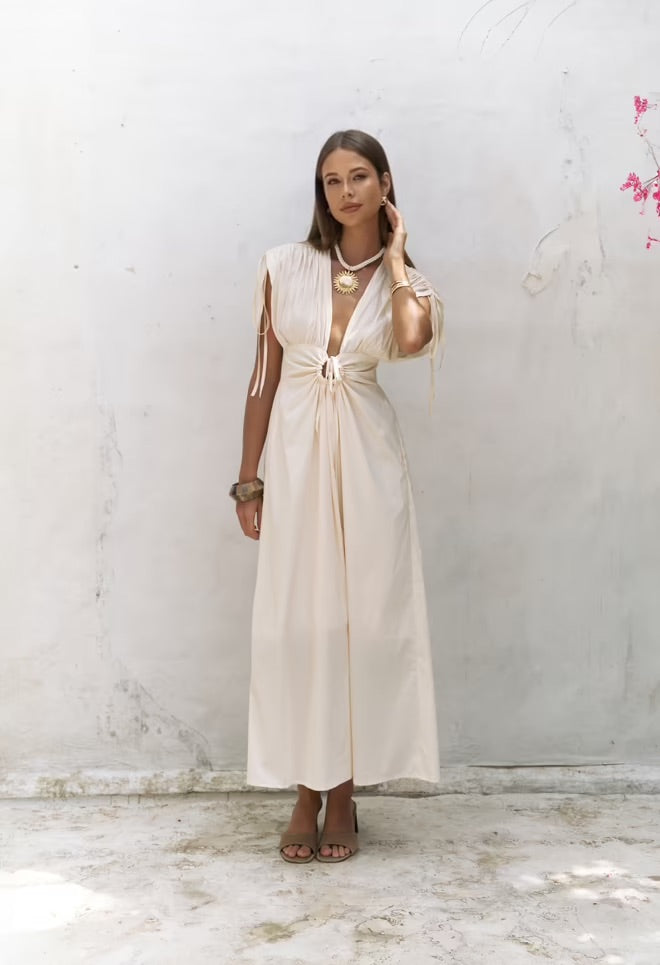 Manarola Long Dress with Ruffle Details