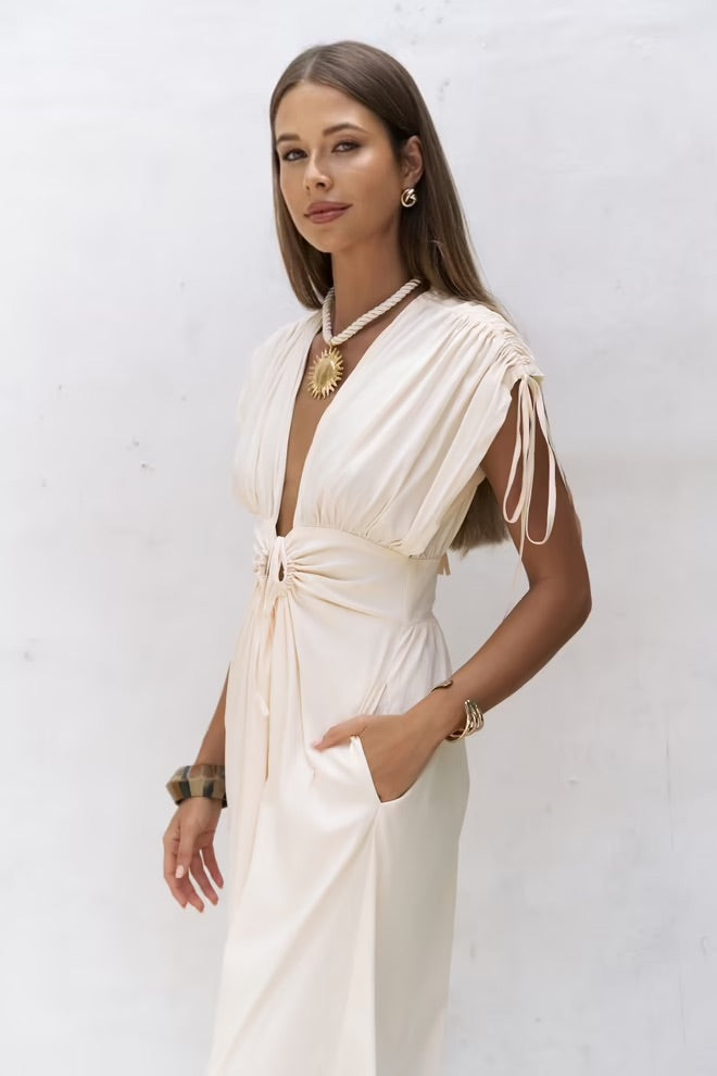 Manarola Long Dress with Ruffle Details