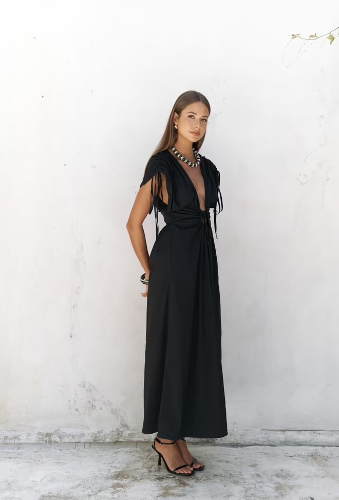 Manarola Long Dress with Ruffle Details