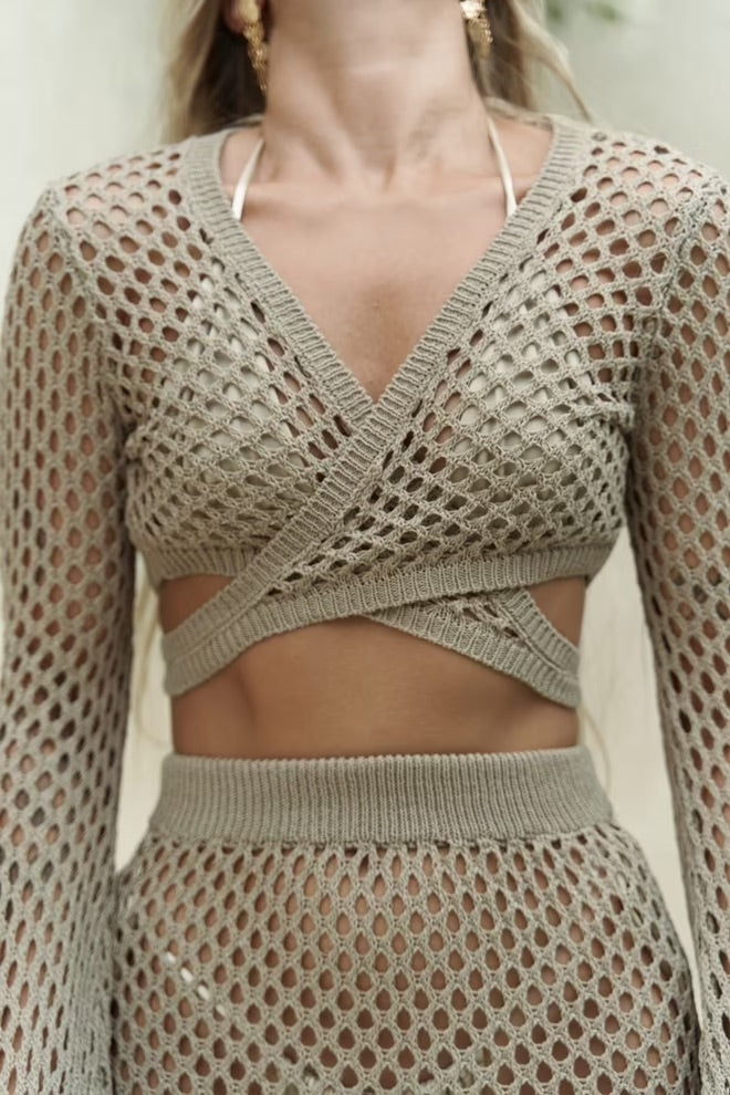 Anse Knit Suit with Button Detail - Mink