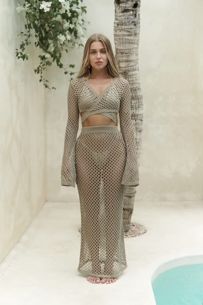 Anse Knit Suit with Button Detail - Mink