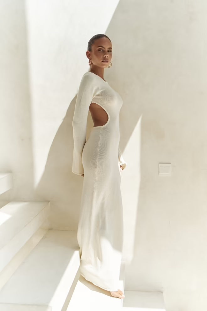 Nadias Long Knit Dress with Window Detail