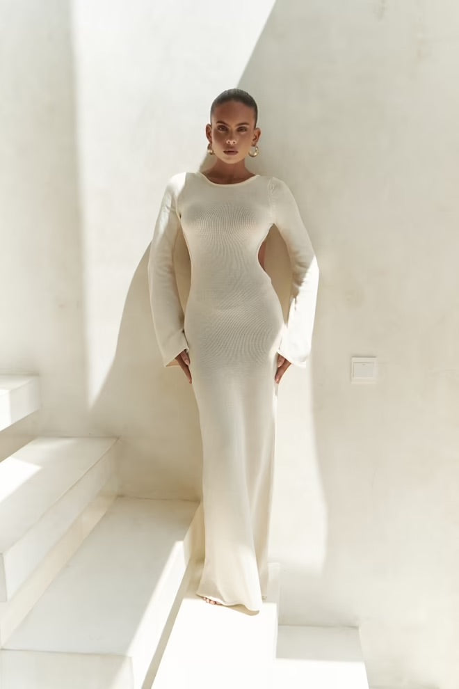 Nadias Long Knit Dress with Window Detail