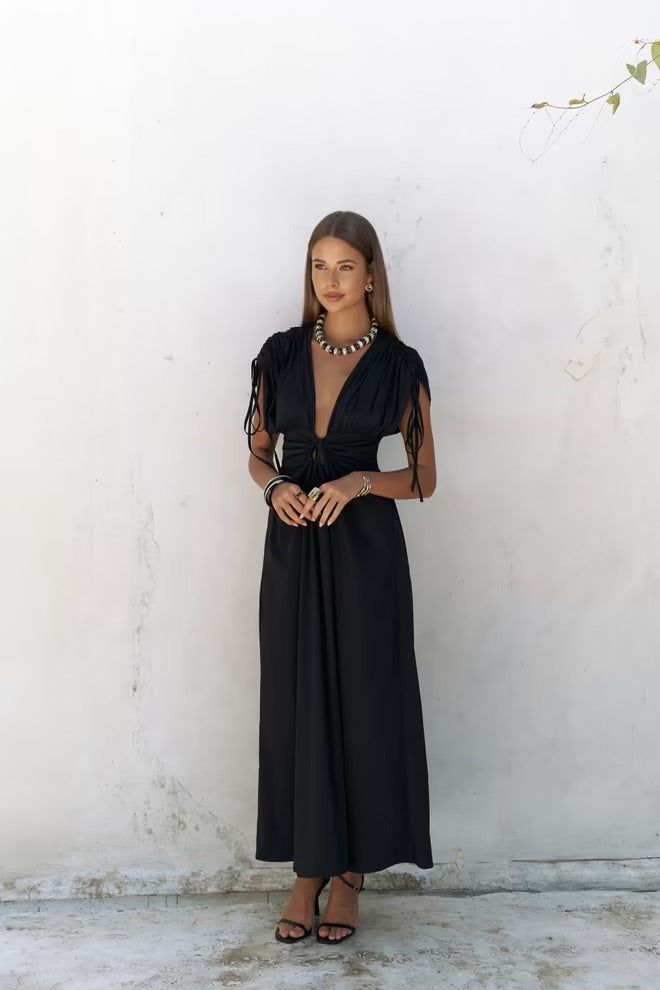Manarola Long Dress with Ruffle Details