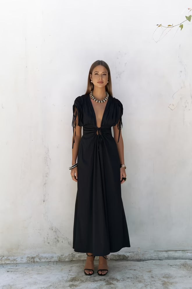 Manarola Long Dress with Ruffle Details