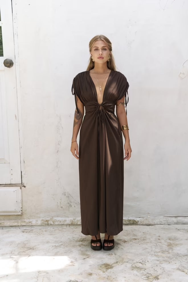 Manarola Long Dress with Ruffle Details