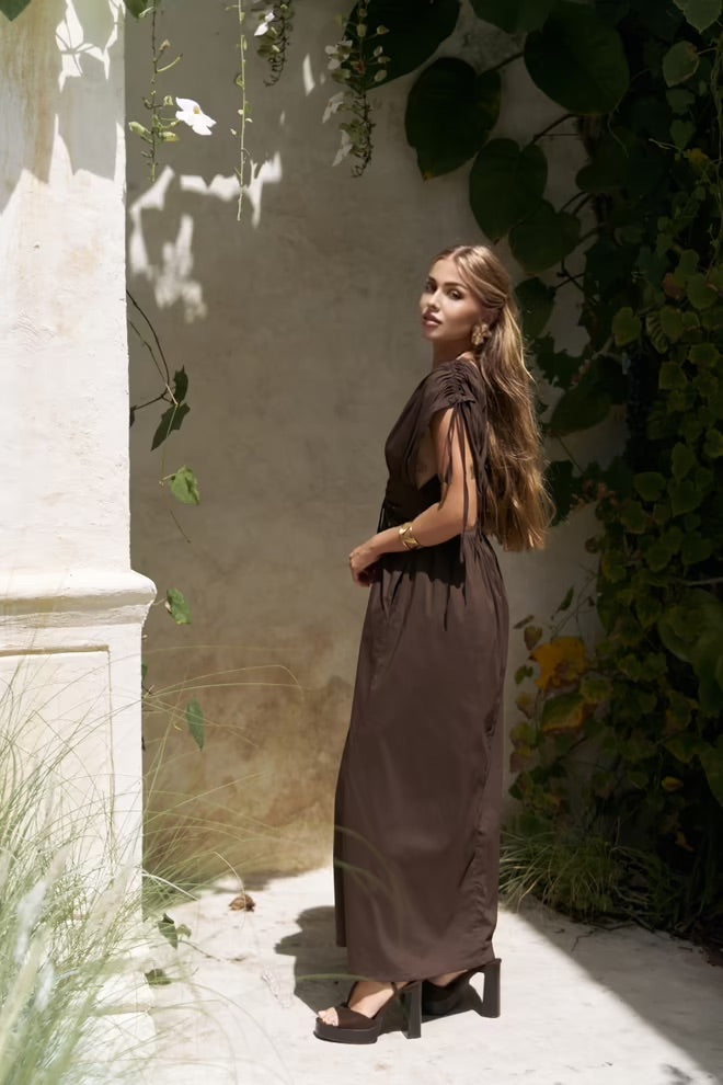 Manarola Long Dress with Ruffle Details