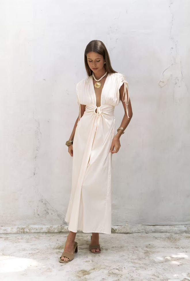 Manarola Long Dress with Ruffle Details